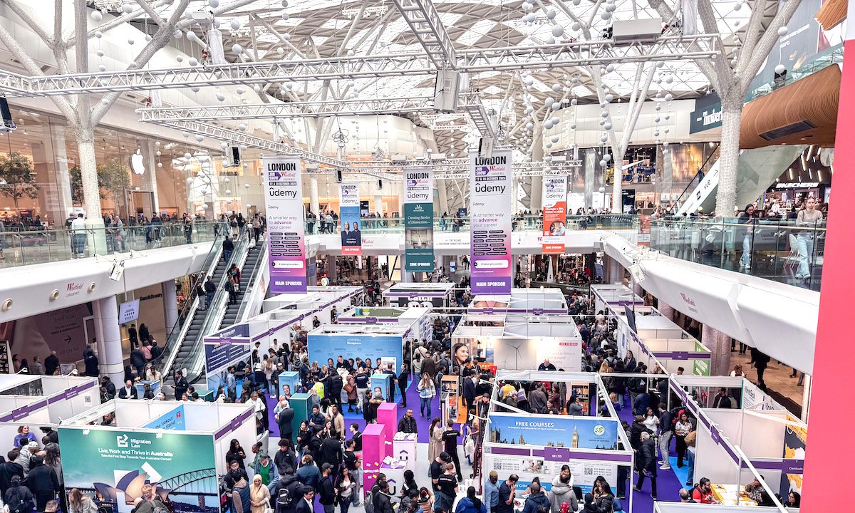 A busy London Job Show floor at Westfield London