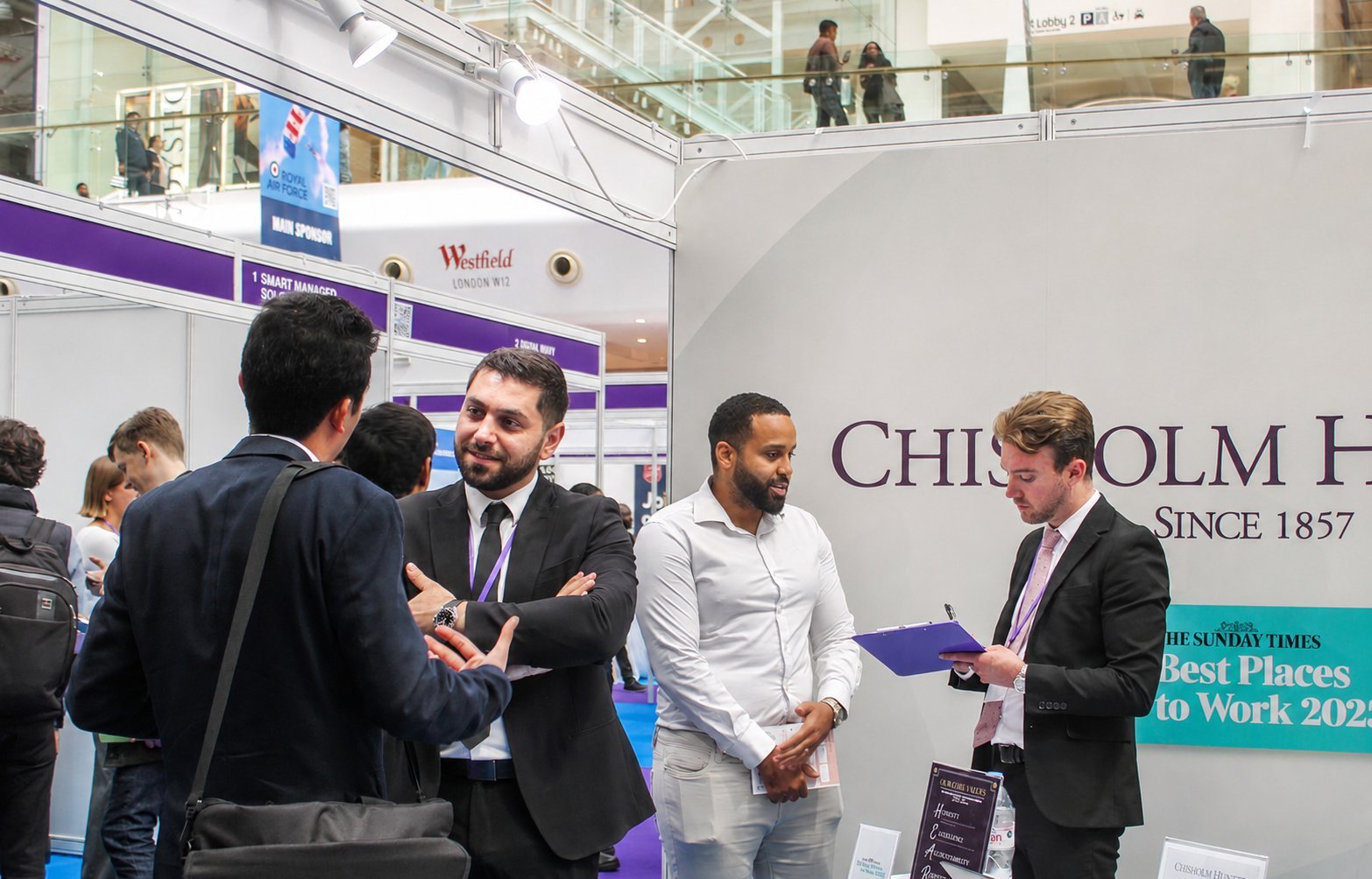 Branded employer stands recruiting for live vacancies at the London Job Show