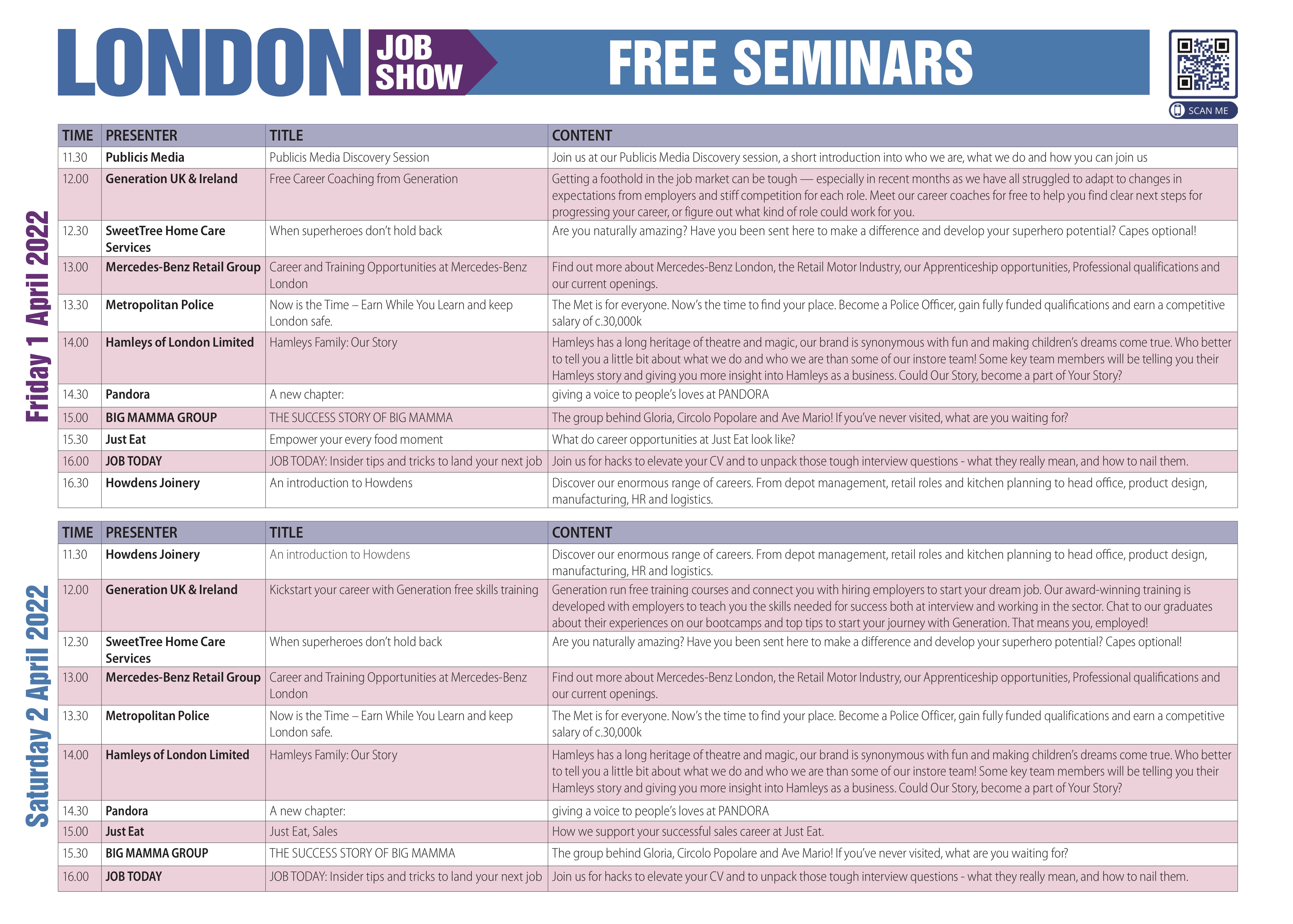 London Job Show Seminars